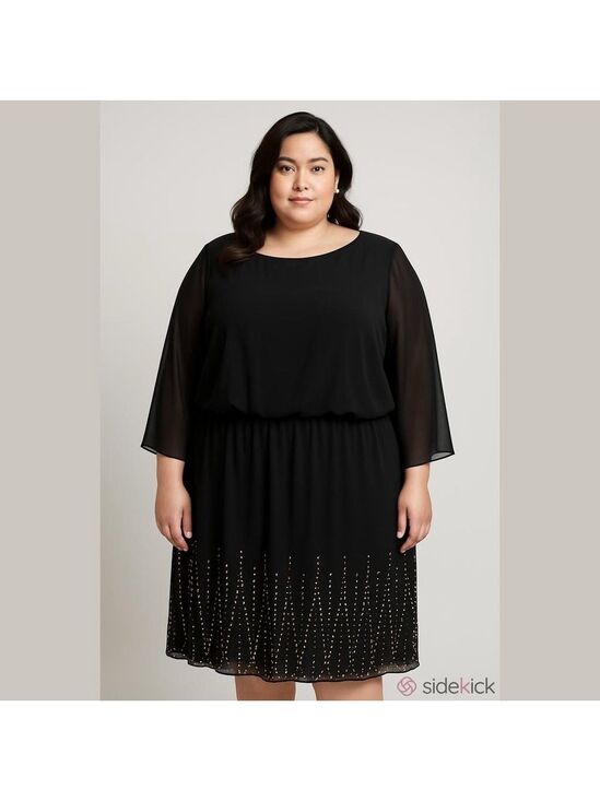 Xscape Dresses & Skirts - Xscape Black Drape Top Beaded Plus Size Evening Dress 16W